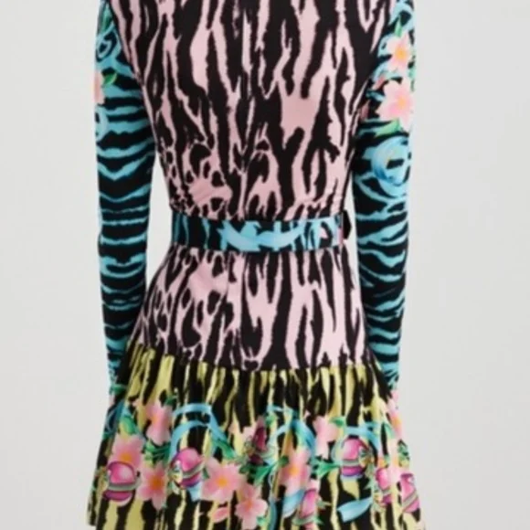 Desigual Multicolor Floral Print Dress - Black, Yellow, Pink, Blue, Green - Picture 5 of 6